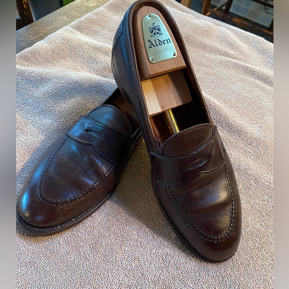 Alden Mens’s Penny Loafer Flex Welt Hand Sewn 11 D Restoration by Alden, Brown